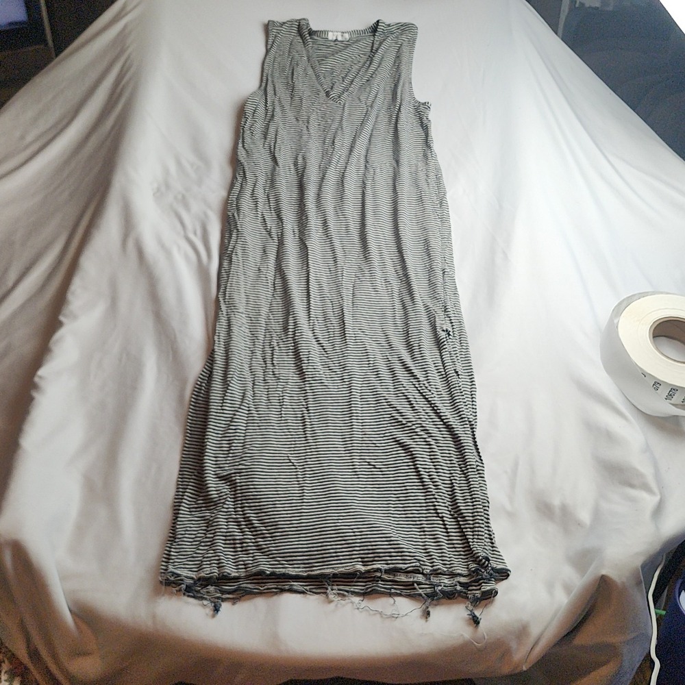 Rag & Bone Sleeveless V-Neck Maxi Dress Black White Stripe Size Medium